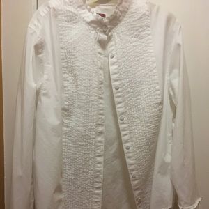 Talbots White Tuxedo Style Blouse